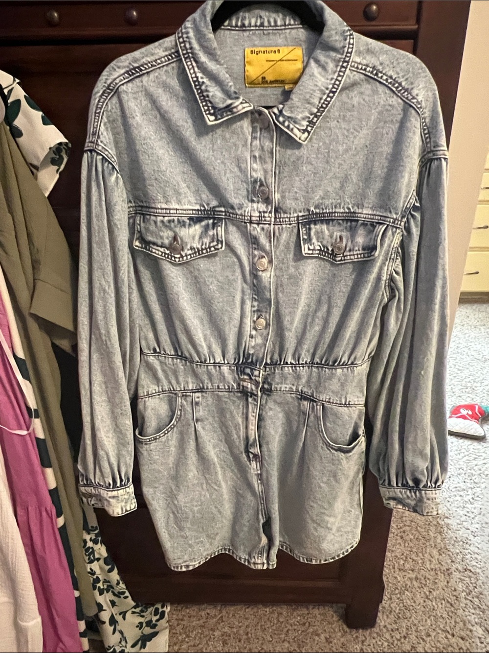 Signature8 Stone Blue Washed Denim Jacket Romper